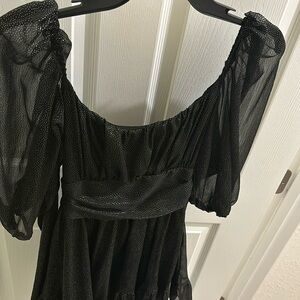 small Sparkle Black Longsleeve Chiffon Tie back Lucy in the sky dress